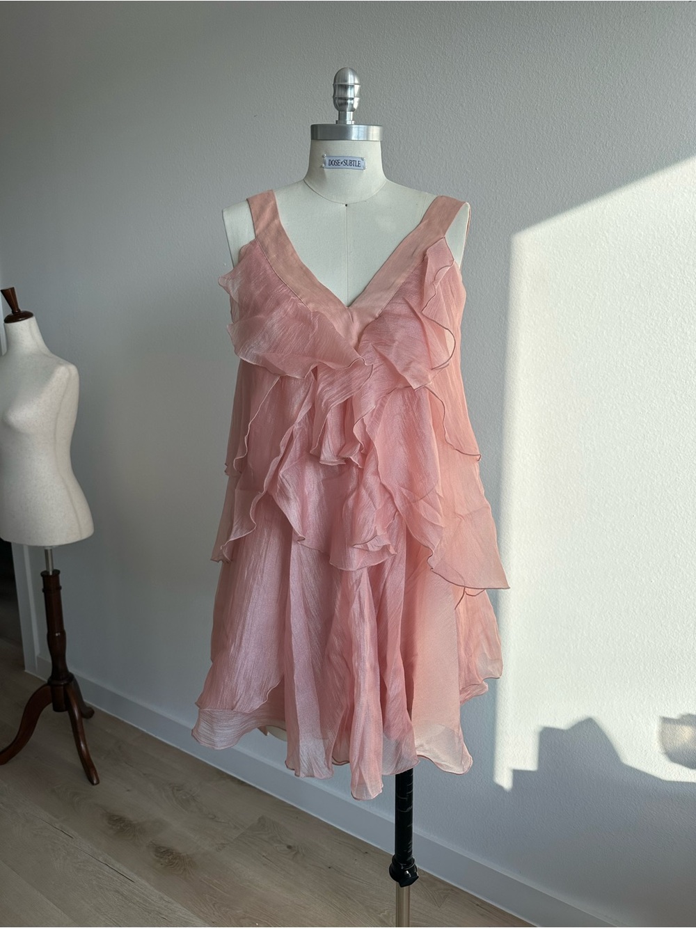 Aje ATHENA MINI DRESS Blush Pink Ruffle V-Neck Women's Dress